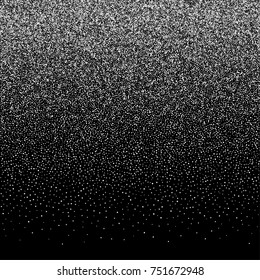 Silvery small confetti on a black background. Luxury festive New Year background. Silver shiny abstract texture. Element of design. Vector illustration, EPS 10.