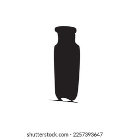 Botella de alcohol de silicona. Adecuado para símbolos de equipos de camping, viajes y equipo doméstico. Ilustración vectorial de una botella de bebida en blanco y negro.