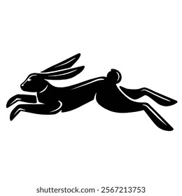 Silwet vector design of a rabbit running fast with a jump with a very elegant design