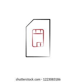 sim card 2 colored hand drawn icon. Electronics colored element illustration. Outline symbol design from electronics set