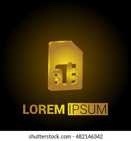 SIM Card 3D Golden Metallic Premium Royal Corporate Logo / Icon