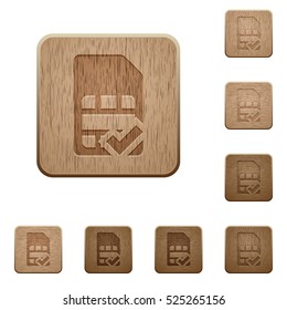 SIM card accepted icons in carved wooden button styles