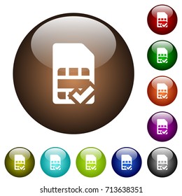 SIM card accepted white icons on round color glass buttons