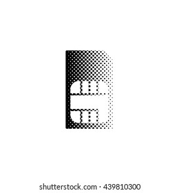 Sim card - black vector icon ; halftone illustration