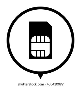 Sim card - black vector  icon; map pointer