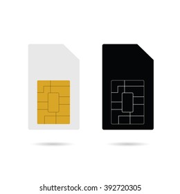sim card black and white mobile illustration