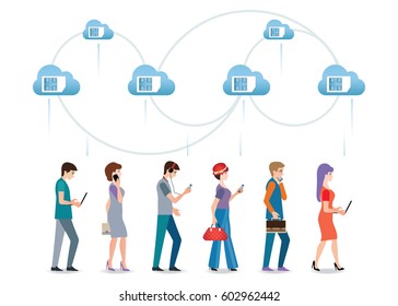 SIM card in the blue cloud icon flat design vector illustration.