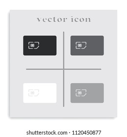 Sim card with case flat black and white vector icon.