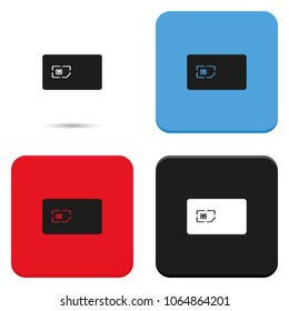 Sim card with case flat vector icon.