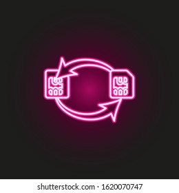 Sim card changing neon style icon. Simple thin line, outline vector of telecommunication icons for ui and ux, website or mobile application