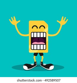 SIM card character vector illustration