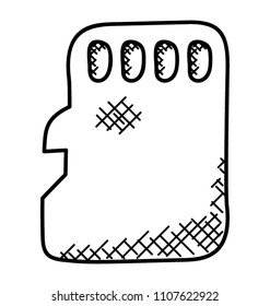 
Sim card chip doodle icon
