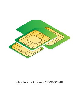 sim card chip card isolated on white background. vector illustration