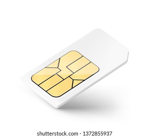 SIM card chip mockup. Vector illustration isolated on white background. Ready fro your design. EPS10.	