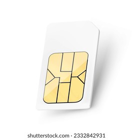 SIM card chip mockup. Vector illustration isolated on white background. Ready fro your design. EPS10.	