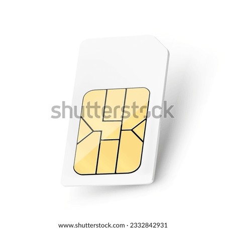 SIM card chip mockup. Vector illustration isolated on white background. Ready fro your design. EPS10.	