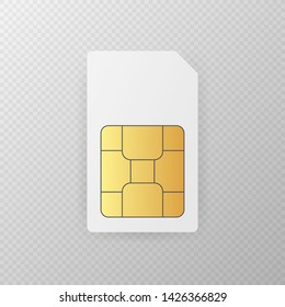 Sim card chip on white background.