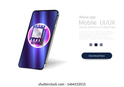 SIM card chip sign. Embedded SIM concept. New mobile communication technology. Futuristic projection esim card. Vector illustration