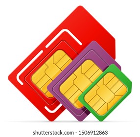 sim card chip for use in digital communication phones stock vector illustration isolated on white background