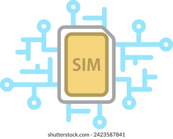 Sim Card und Circuits einzelne Vektorgrafik