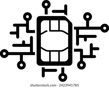 Sim Card and Circuits Isolated Vector Icon