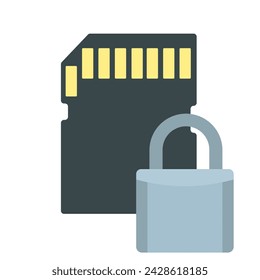 Sim card with closed lock line icon. Door, key, security, keyhole, security, personal data, password, phone. Vector line icon for business and advertising