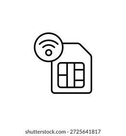 Icono De Contorno De Tarjeta Sim Y Conexión Para Redes Móviles