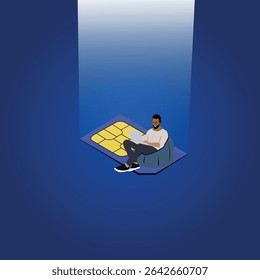 Sim Card Design with man template