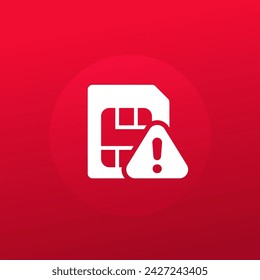 SIM card error vector icon, warning pictogram