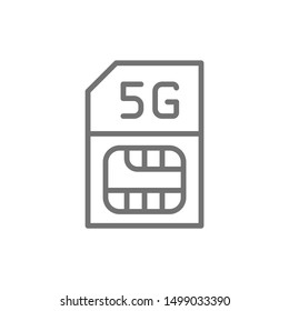 SIM card with fast 5G internet line icon.