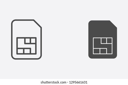 Sim card filled and outline vector icon sign symbol