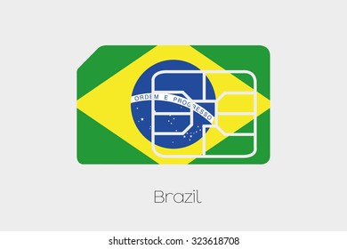 A SIM Card Flag Illustration of the country of Brazil