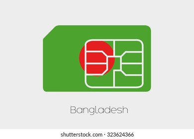 A SIM Card Flag Illustration of the country of Bangladesh