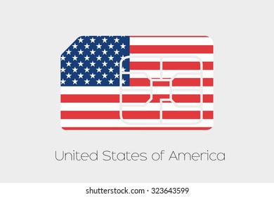 A SIM Card Flag Illustration of the country of United States of America