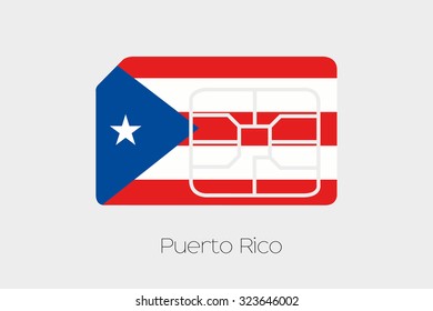 A SIM Card Flag Illustration of the country of Puerto Rico