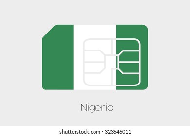 A SIM Card Flag Illustration of the country of Nigeria