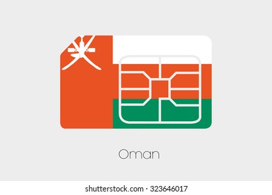 A SIM Card Flag Illustration of the country of Oman