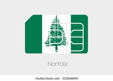 A SIM Card Flag Illustration of the country of Norfolk