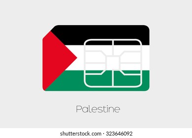A SIM Card Flag Illustration of the country of Palestine