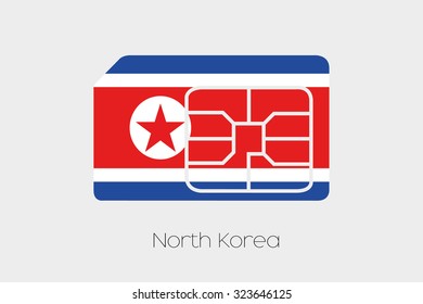 A SIM Card Flag Illustration of the country of North Korea