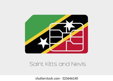 A SIM Card Flag Illustration of the country of Saint Kitts and Nevis