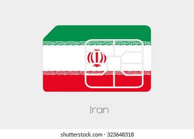 A SIM Card Flag Illustration of the country of Iran