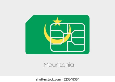 A SIM Card Flag Illustration of the country of Mauritania