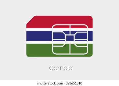 A SIM Card Flag Illustration of the country of Gambia