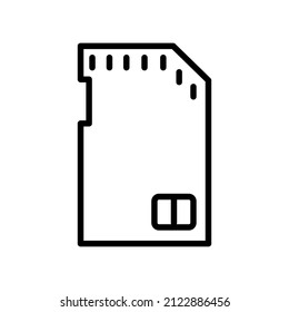 Sim card in flat style. Linear card. Editable stroke. Telephone symbol. Internet technology. Vector illustration. stock image.