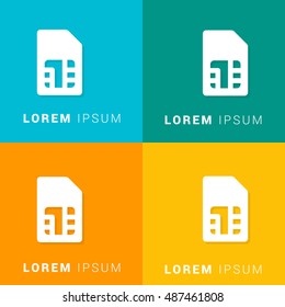 SIM Card Four Color Material Designed Icon / Logo