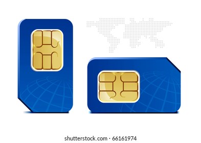 SIM card with globe and map