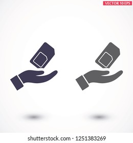 sim card in the hand icon