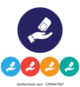 sim card in the hand icon , lorem ipsum Flat design