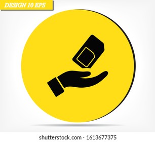 sim card in the hand icon , lorem ipsum Flat design